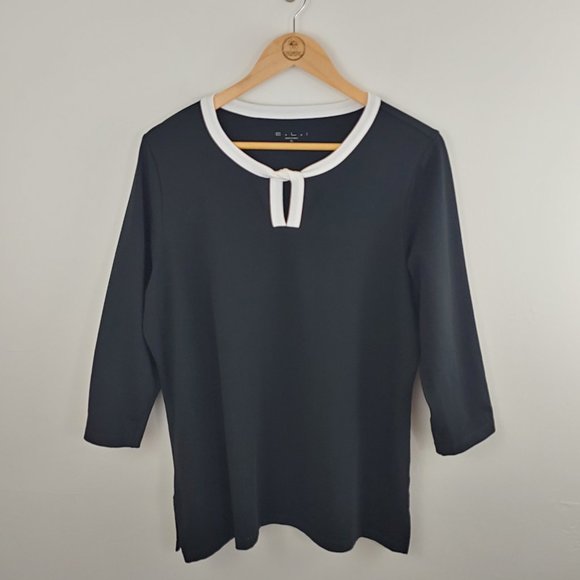 E.L.I. Tops - E.L.I. Black and White 3/4 Sleeve Top size XL